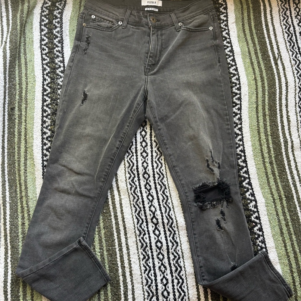 Distressed Gray Jeans